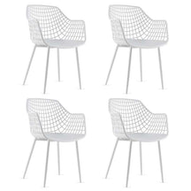4-Pack Modern Dining Chairs with 15" High Airy Hollow Backrest, Powder-Coated Metal Legs, Anti-Slip Foot Pads