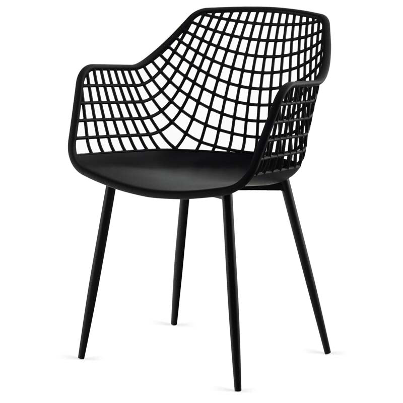 4-Pack Modern Dining Chairs with 15" High Airy Hollow Backrest, Powder-Coated Metal Legs, Anti-Slip Foot Pads