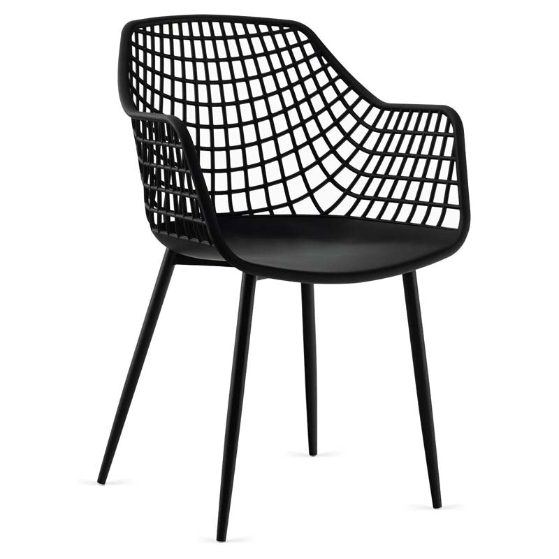 4-Pack Modern Dining Chairs with 15" High Airy Hollow Backrest, Powder-Coated Metal Legs, Anti-Slip Foot Pads