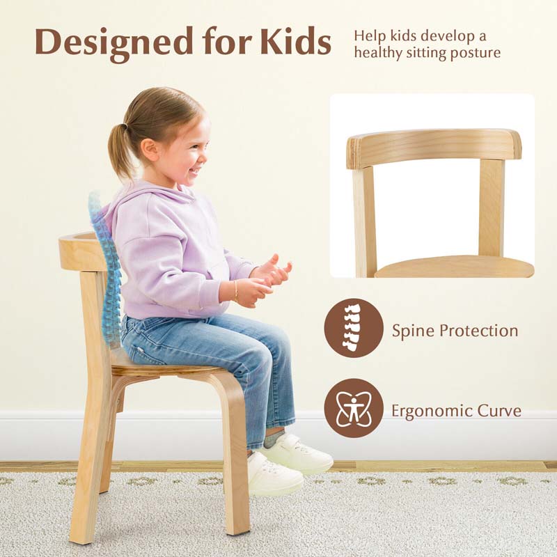 5 Piece Bentwood Kids Table & Chair Set, Toddler Activity Table with Toy Bricks & 4 Chairs for Craft Art, Daycare, Playroom & Classroom