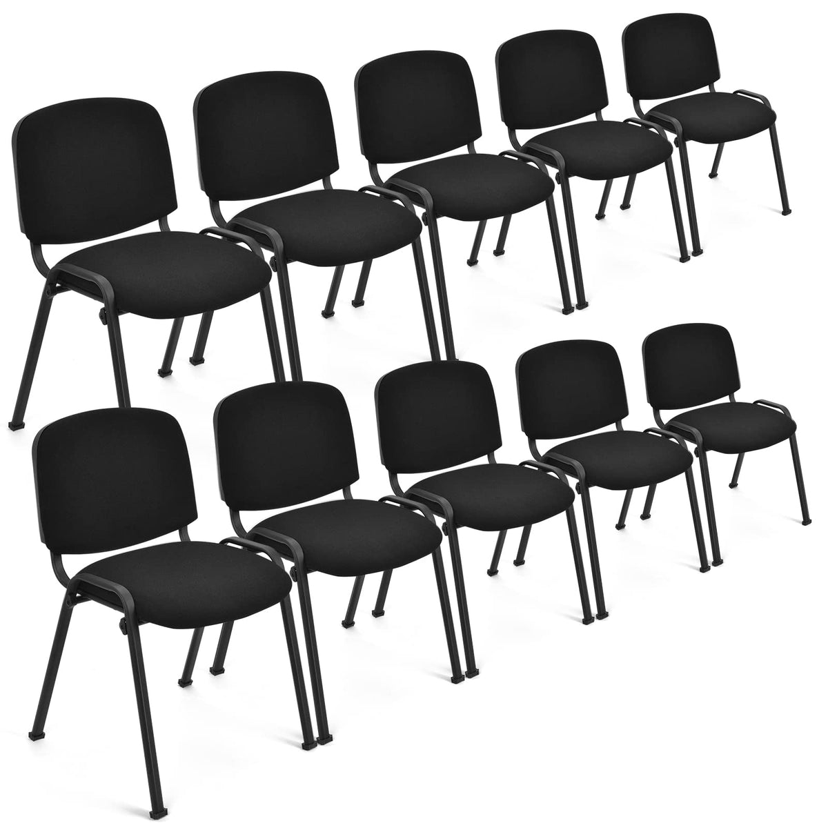 Set of 5 Stackable Conference Chairs with Ergonomic Upholstered Seat & Metal Frame, Modern Office Guest Chairs for Waiting Reception Rooms