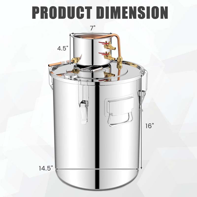 5/10 Gal Alcohol Still, 2 Pots Stainless Steel Water Alcohol Distiller with Copper Tube, Multi-purpose Home Brewing Kit for DIY Whiskey Brandy