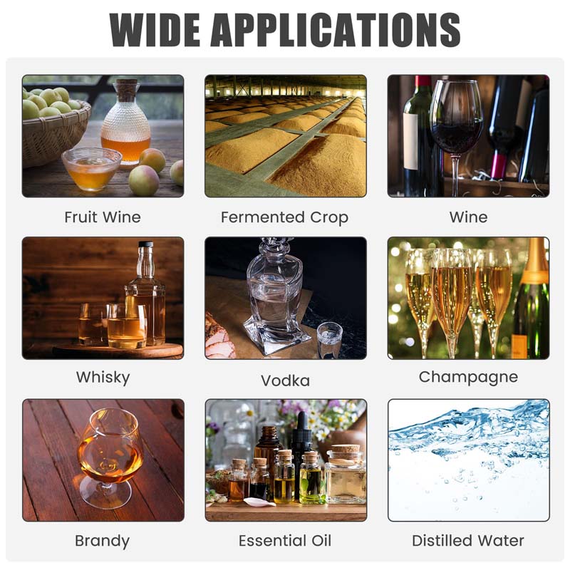 5/10 Gal Alcohol Still, 2 Pots Stainless Steel Water Alcohol Distiller with Copper Tube, Multi-purpose Home Brewing Kit for DIY Whiskey Brandy