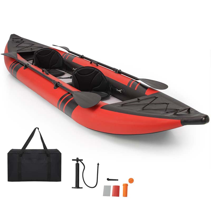 2-Person Inflatable Kayak Set with 2 Aluminium Oars & Repair Kit, 12.5Ft 507lbs Portable Fishing Touring Kayaks for Adults