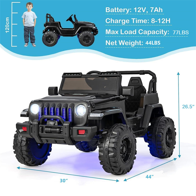 Kids Ride on Jeep Truck 12V Battery Powered Electric Vehicle with 2.4G Remote Control