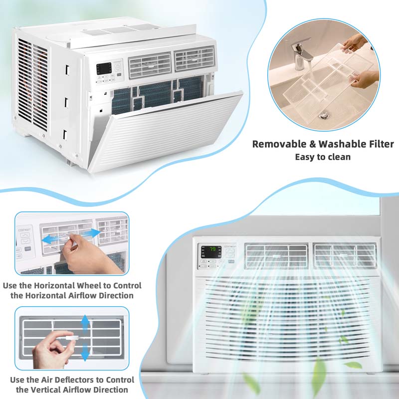 15000 BTU Quiet Window Air Conditioner with Remote & ECO Mode, Energy Star Certified 3-in-1 Window AC Unit with Dehumidifier