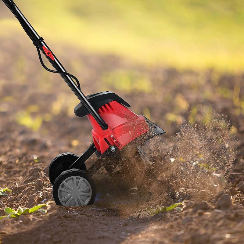 Electric Tiller, Corded Power Cultivator with Foldable Handle, 9" Tilling Depth, 4/6 Tines, Garden Rototiller Tool for Lawn Soil Digging