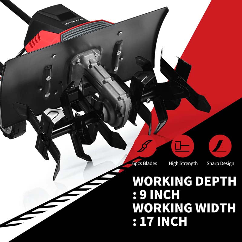 Electric Tiller, Corded Power Cultivator with Foldable Handle, 9" Tilling Depth, 4/6 Tines, Garden Rototiller Tool for Lawn Soil Digging