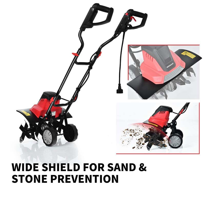 Electric Tiller, Corded Power Cultivator with Foldable Handle, 9" Tilling Depth, 4/6 Tines, Garden Rototiller Tool for Lawn Soil Digging