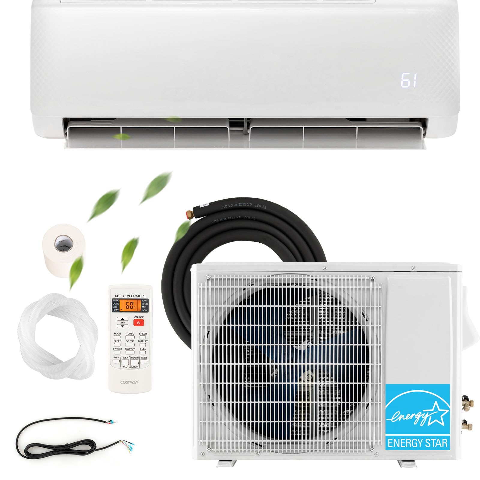 Prime 18,000 BTU Mini Split AC/Heat Pump – 14 SEER, 220V, WiFi, With Install Kit – PRN182-U