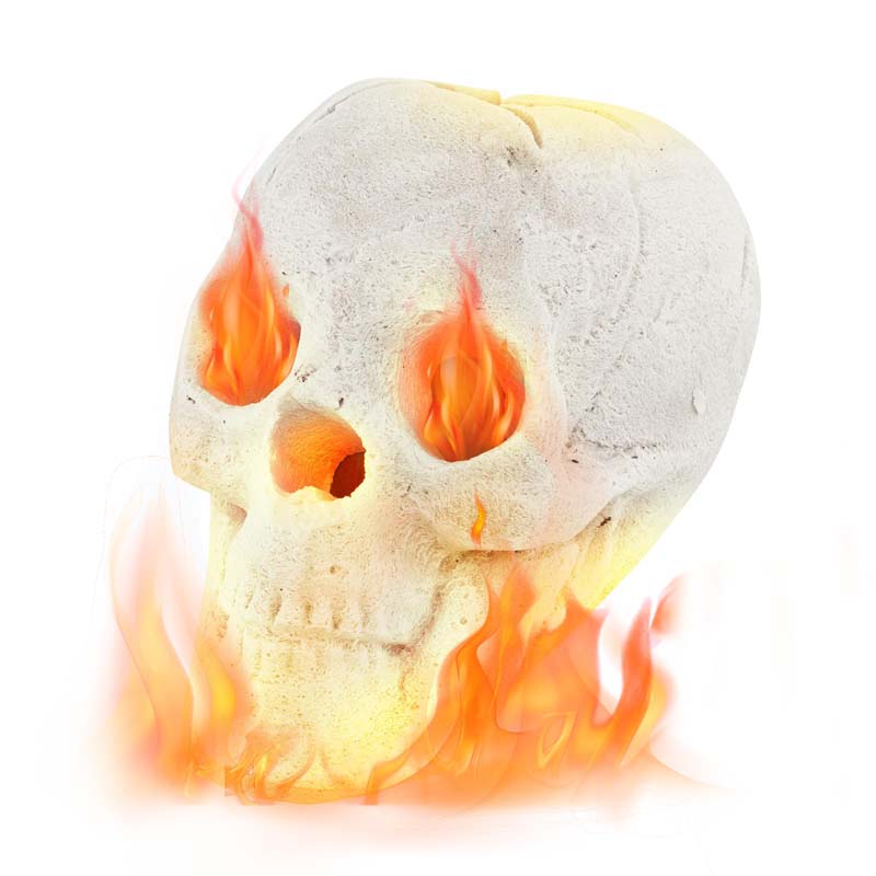 Halloween Fire Pit Skull Ceramic, Fireproof Human Skull Fire Pit Stones, Reusable Fire Pit Skull Shaped Halloween Decoration