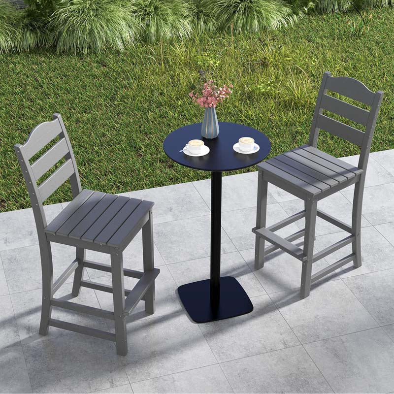 Outdoor HDPE Bar Stool, Patio Tall Bar Chair with Backrest and Footrest, 30 Inches Counter Height Barstools for Garden Backyard