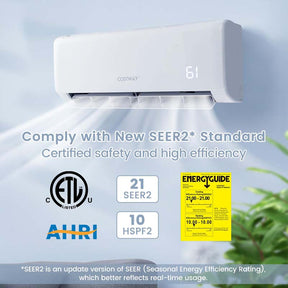 24000 BTU 21 SEER2 Wifi Enabled Mini Split Air Conditioner with 2 Ton Heat Pump, 208-230V Wall-Mounted AC Unit with Ductless Inverter System