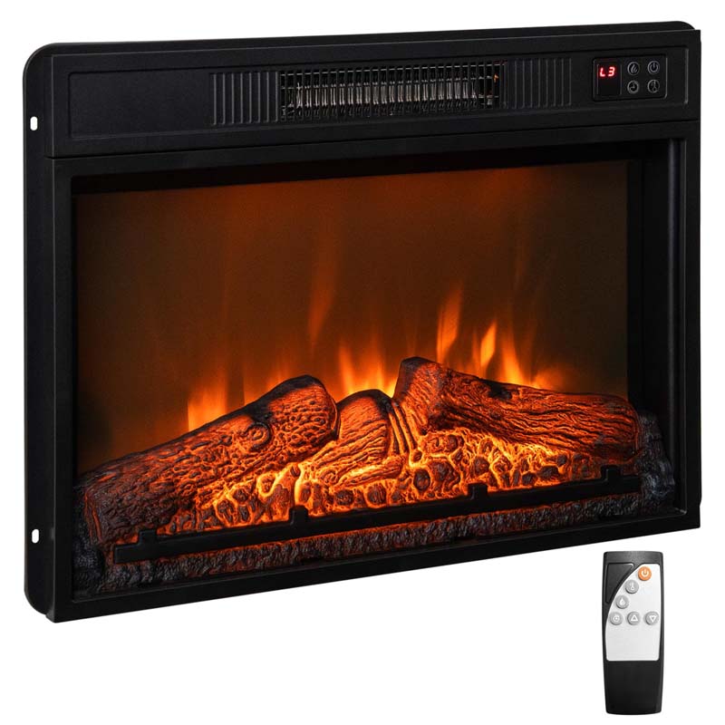 23" Electric Fireplace Insert, 1400W Recessed Fireplace Heater with 3 LED Realistic Flame Effects, Remote Control, 6H Timer