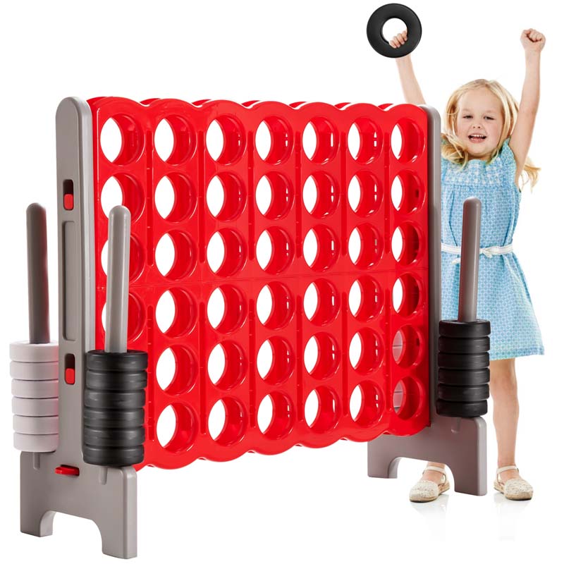 Giant 4-In-A-Row, Jumbo 4-to-Score Giant Game Set with 42 Jumbo Rings & Quick-Release Slider