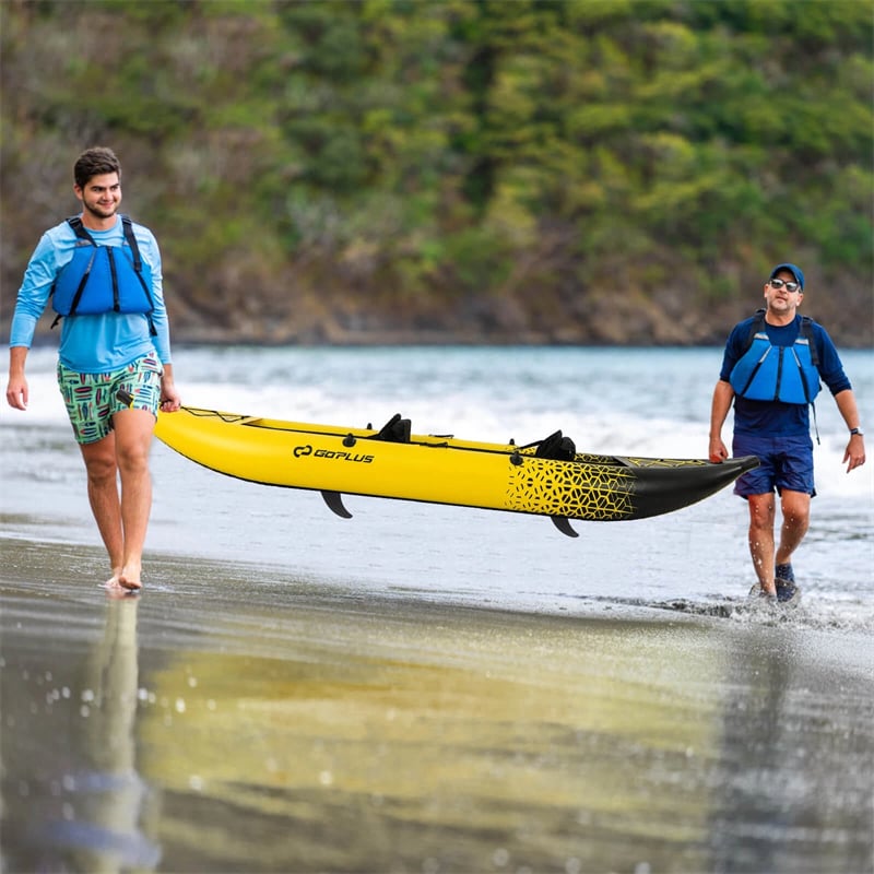 2-Person Inflatable Kayak Set with 2 Aluminium Oars & Repair Kit, 12.5Ft 507lbs Portable Fishing Touring Kayaks for Adults