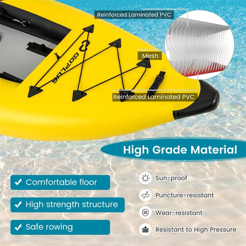 2-Person Inflatable Kayak Set with 2 Aluminium Oars & Repair Kit, 12.5Ft 507lbs Portable Fishing Touring Kayaks for Adults