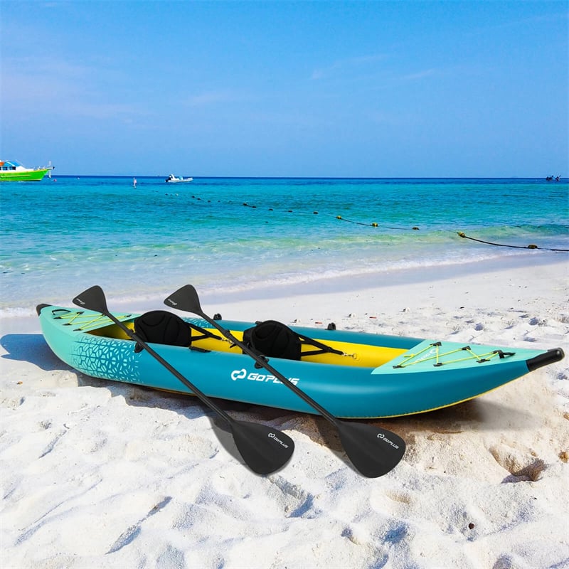 2-Person Inflatable Kayak Set with 2 Aluminium Oars & Repair Kit, 12.5Ft 507lbs Portable Fishing Touring Kayaks for Adults