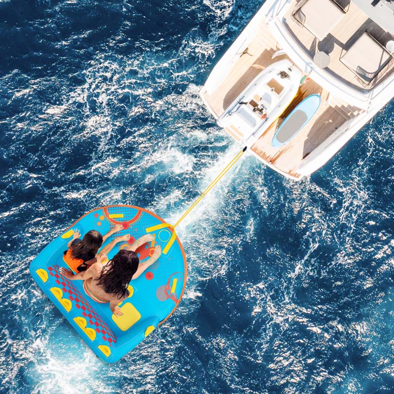 3-Rider Towable Tube for Boating, Sofa Style Inflatable Towable Boat Tube with Dual Tow Points, EVA Seat Pads & Nylon Cover for Water Sports to Pull