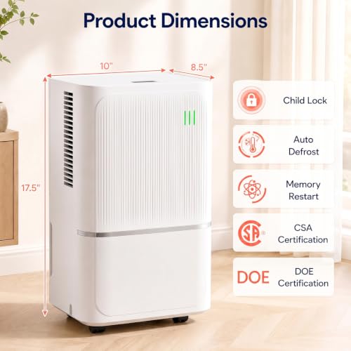 2500 Sq.Ft/15㎡ Dehumidifier for Base, 32 Pints/15 L