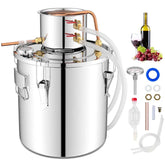 5/10 Gal Alcohol Still, 2 Pots Stainless Steel Water Alcohol Distiller with Copper Tube, Multi-purpose Home Brewing Kit for DIY Whiskey Brandy