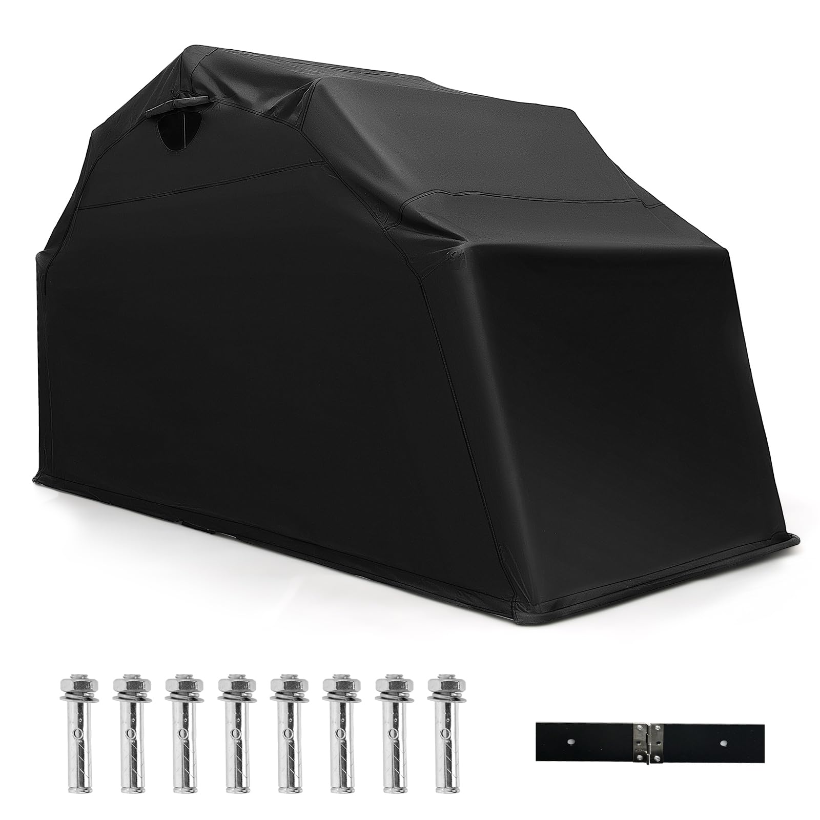 Heavy Duty Motorcycle Shed, Waterproof Motorbike Storage Garage Tent with 600D Oxford Fabric & Roll-up Mesh Ventilation Window, 136" x 54" x 75"