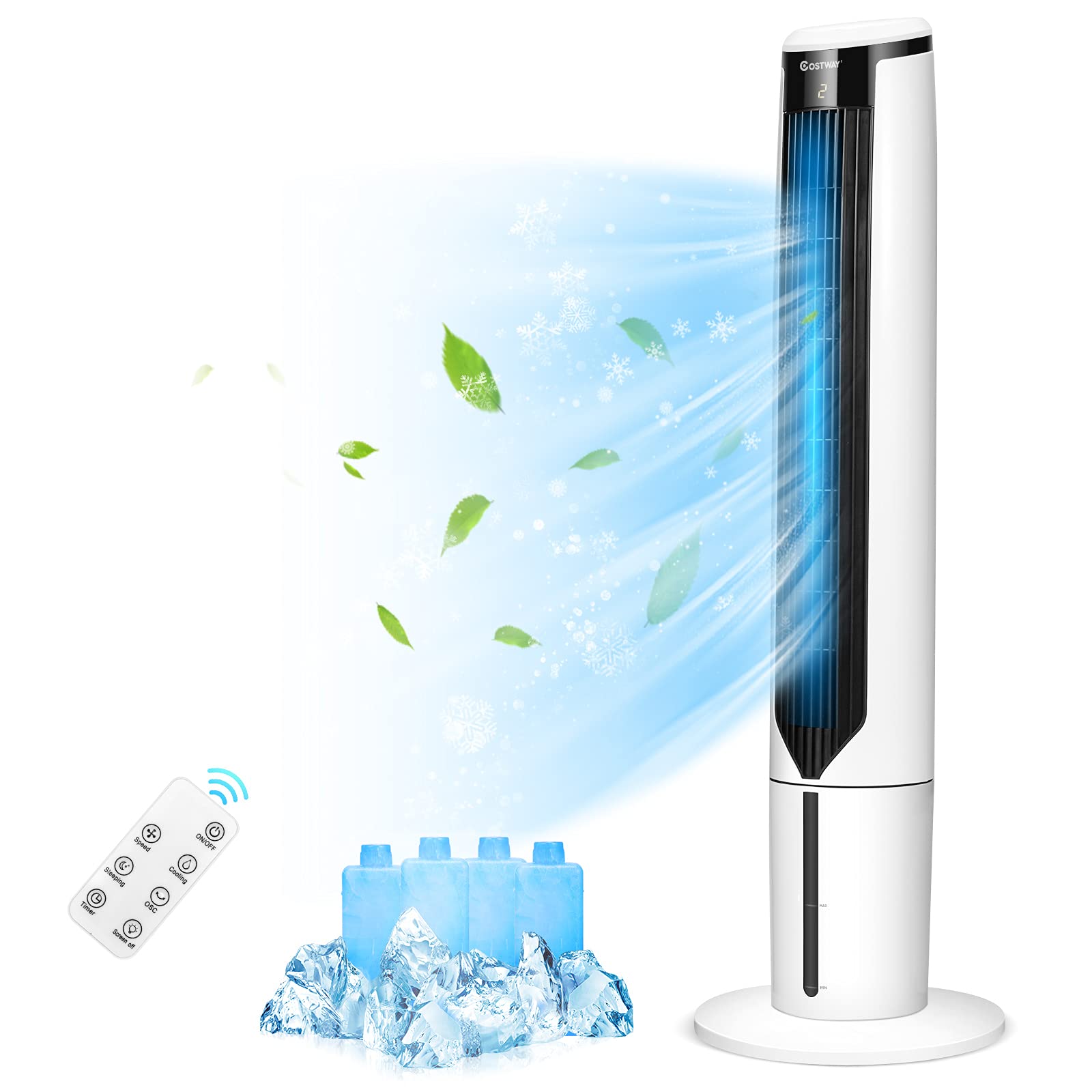 3-in-1 Evaporative Air Cooler, 41" Portable Bladeless Tower Cooling Fan with Remote, 3 Modes, 9H Timer & Quiet for Bedroom, Office