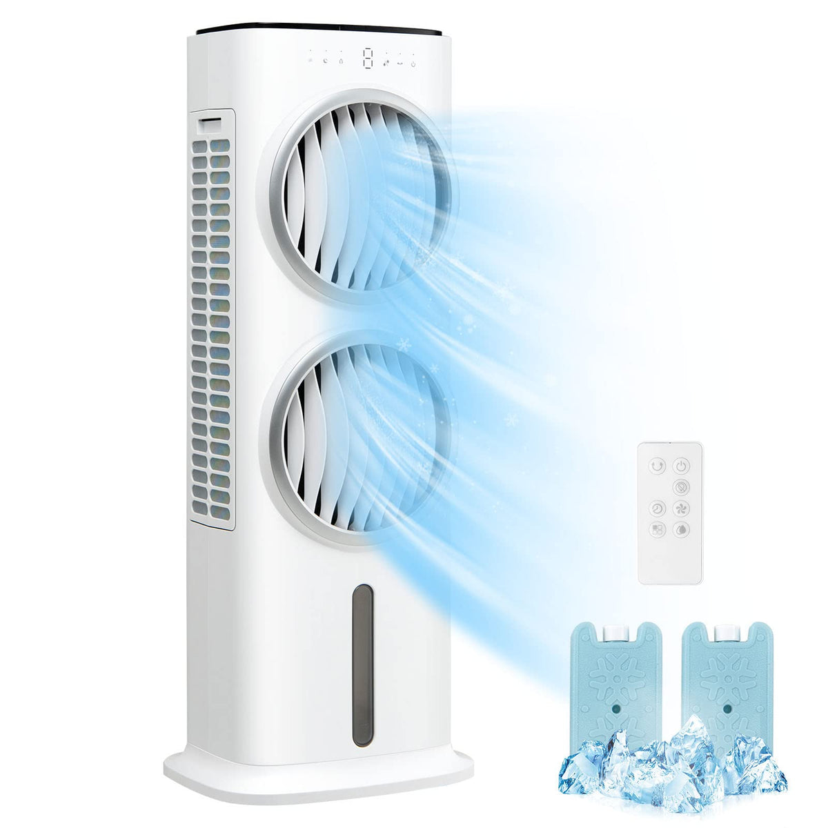 3-in-1 Evaporative Air Cooler Fan, Portable Quiet Swamp Cooler with 5 Speeds, 9H Timer, 2.4 Gal Water Tank