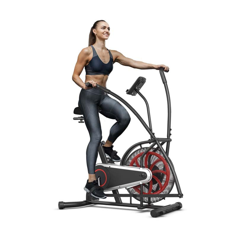 Motion Upright Air Bike Fan Exercise Bike with Unlimited Resistance and Adjustable Seat Motion Upright Air Bike Fan Exercise Bike with Unlimited Resistance and Adjustable Seat