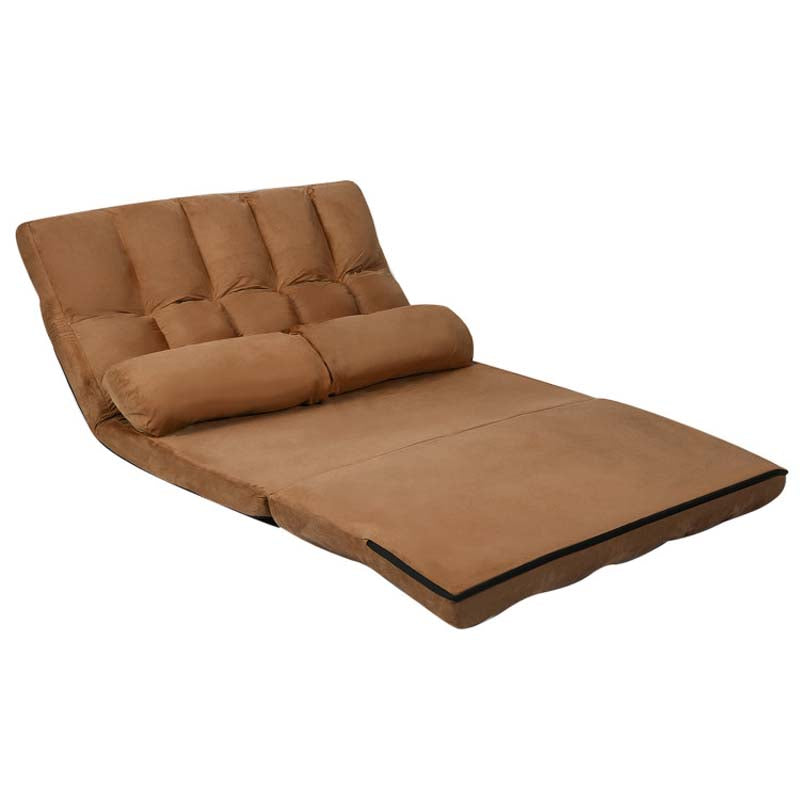 6-Position Adjustable Floor Sofa Bed, Foldable Lazy Sleeper with 2 Pillows & Suede Cover, Convertible Futon Couch Bed for Living Room & Gaming