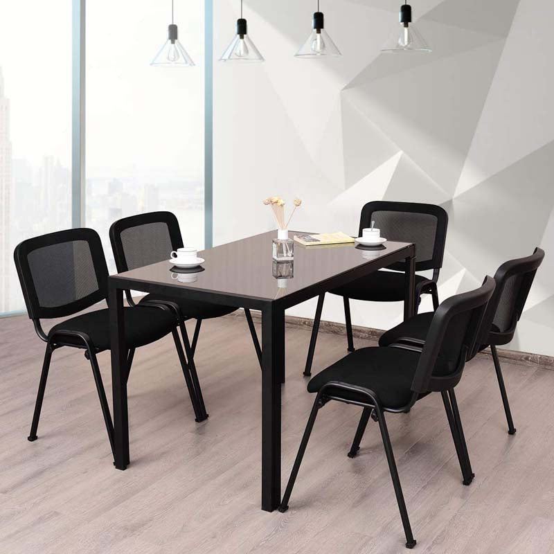 Set of 5 Stackable Conference Chairs with Mesh Back, Ergonomic Office Waiting Room Guest Reception Chairs