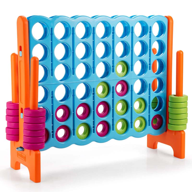 Giant 4-In-A-Row, Jumbo 4-to-Score Giant Game Set with 42 Jumbo Rings & Quick-Release Slider