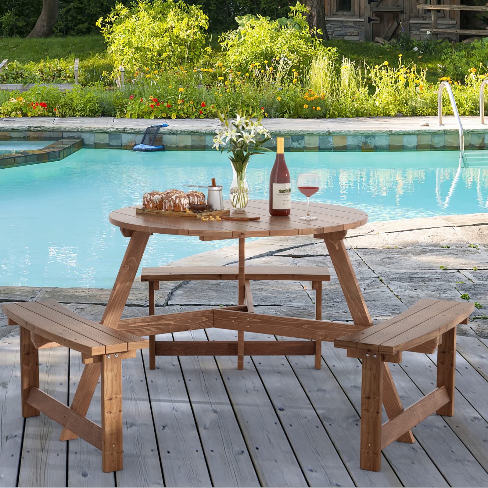 6-Person Round Wooden Picnic Table Sale, Price Reviews Eletriclife