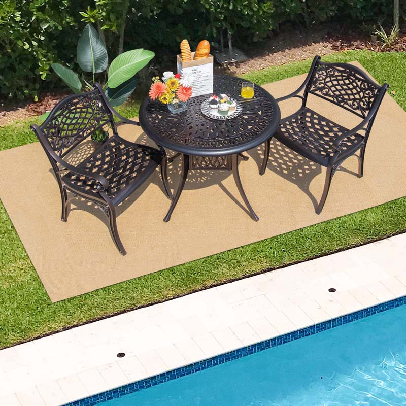 2/4Pcs All-Weather Cast Aluminum Chairs with Armrests & Curved Seats, Outdoor Dining Chairs Patio Bistro Armchairs for Backyard Garden Poolside