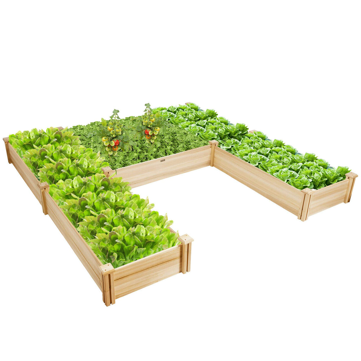 Wood U-Shaped Raised Garden Bed Planter Box for Vegetables Flowers, Garden Container for Backyard Patio Balcony