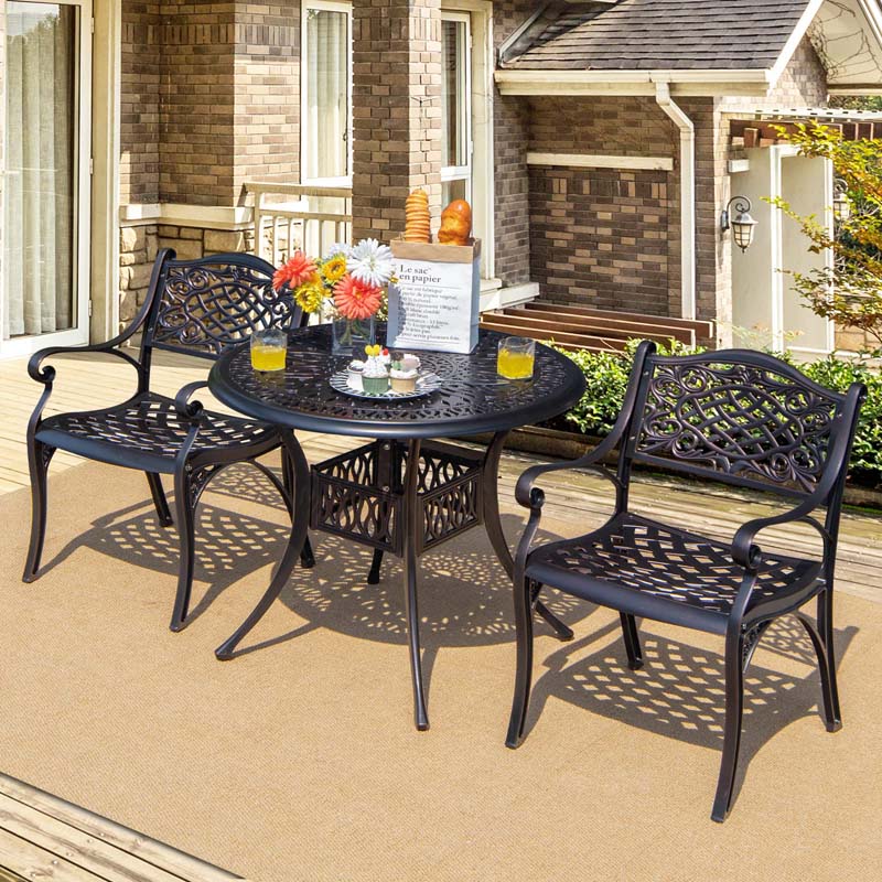 2/4Pcs All-Weather Cast Aluminum Chairs with Armrests & Curved Seats, Outdoor Dining Chairs Patio Bistro Armchairs for Backyard Garden Poolside