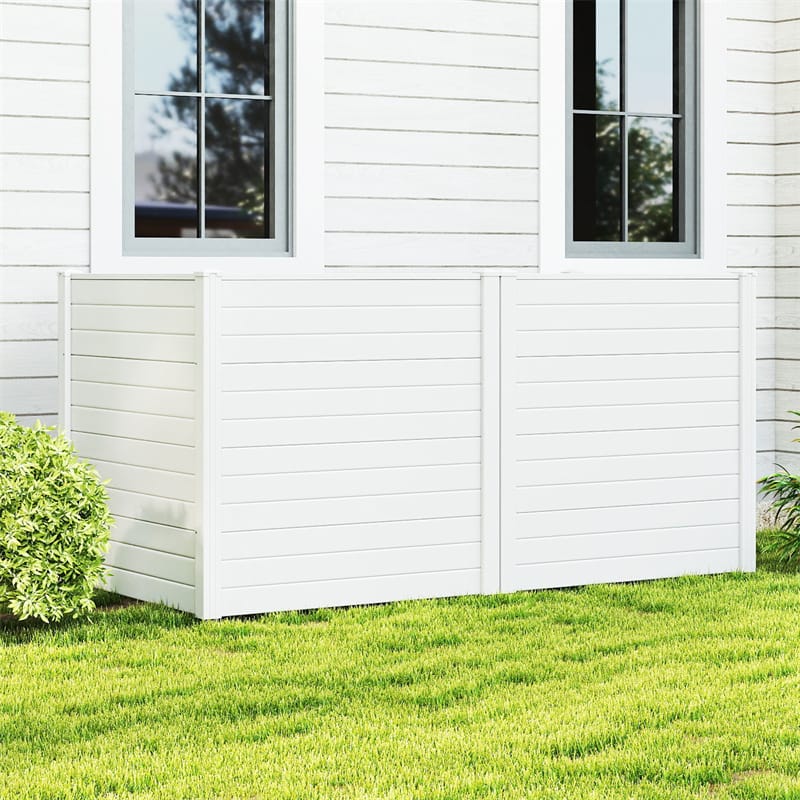 2/4 Panel Air Conditioner Fence, 48"W x 49"H Outdoor Privacy Screen HDPE Decorative Trash Can Enclosure with Ground Stakes for Garden