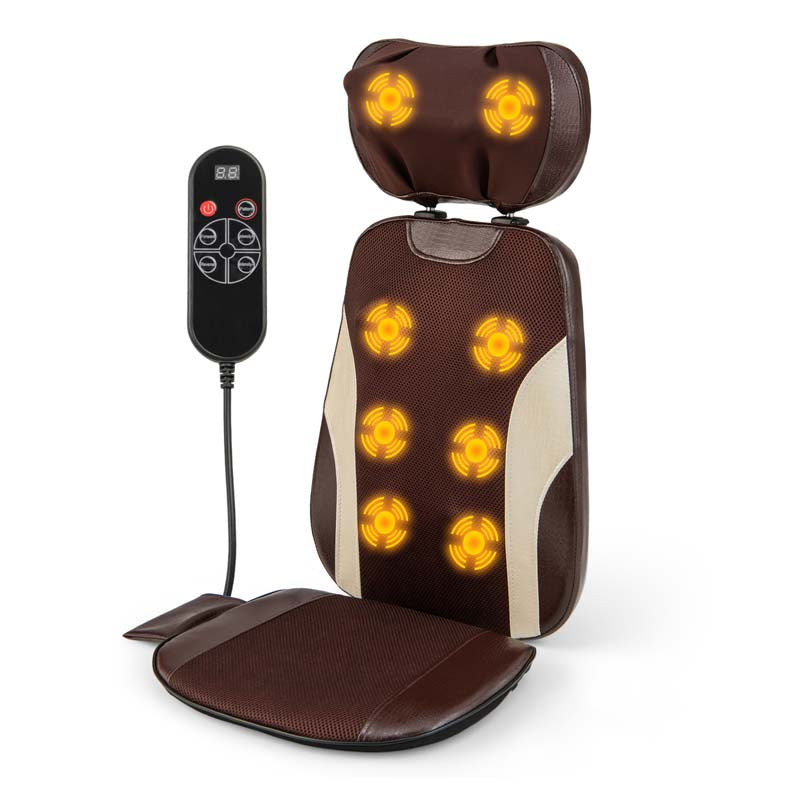 Neck & Back Massager Chair Pad with Adjustable Pillow & 3 Speeds, Rolling Shiatsu Massage Seat Cushion for Car Office Home