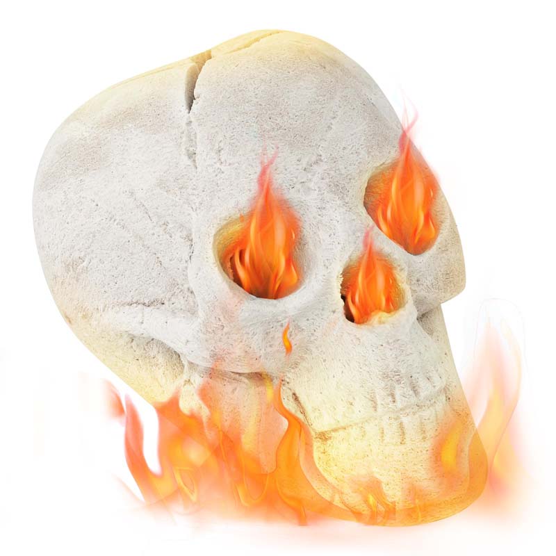 Halloween Fire Pit Skull Ceramic, Fireproof Human Skull Fire Pit Stones, Reusable Fire Pit Skull Shaped Halloween Decoration