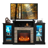 Electric Fireplace TV Stand with LED Lights for 65" TVs, Entertainment Center w/ 18" Heater Insert, APP & Remote Control, Adjustable Shelf