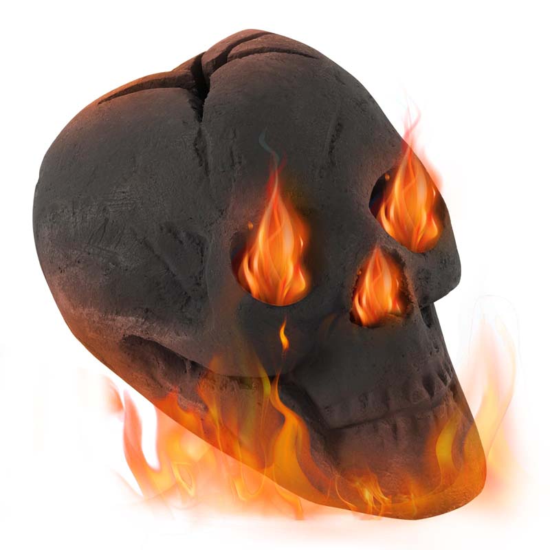 Halloween Fire Pit Skull Ceramic, Fireproof Human Skull Fire Pit Stones, Reusable Fire Pit Skull Shaped Halloween Decoration