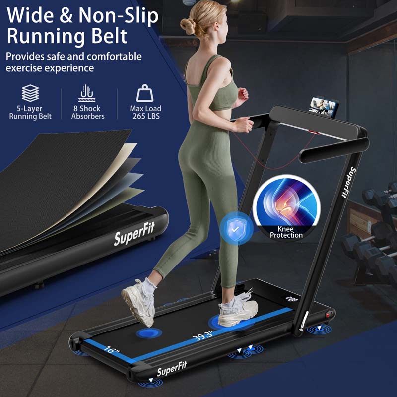 2.5HP 2-in-1 Folding Under Desk Treadmill with Speaker APP Remote Control, Portable Walking Jogging Machine for Home Gym Office