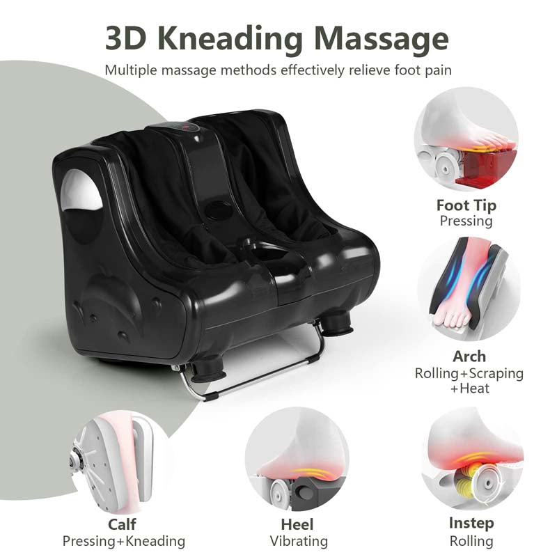 Foot Calf Leg Massager Machine with Heat, Electric Foot Massager, Shiatsu Rolling Vibration Deep Kneading Massage Therapy