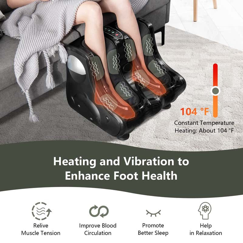 Foot Calf Leg Massager Machine with Heat, Electric Foot Massager, Shiatsu Rolling Vibration Deep Kneading Massage Therapy