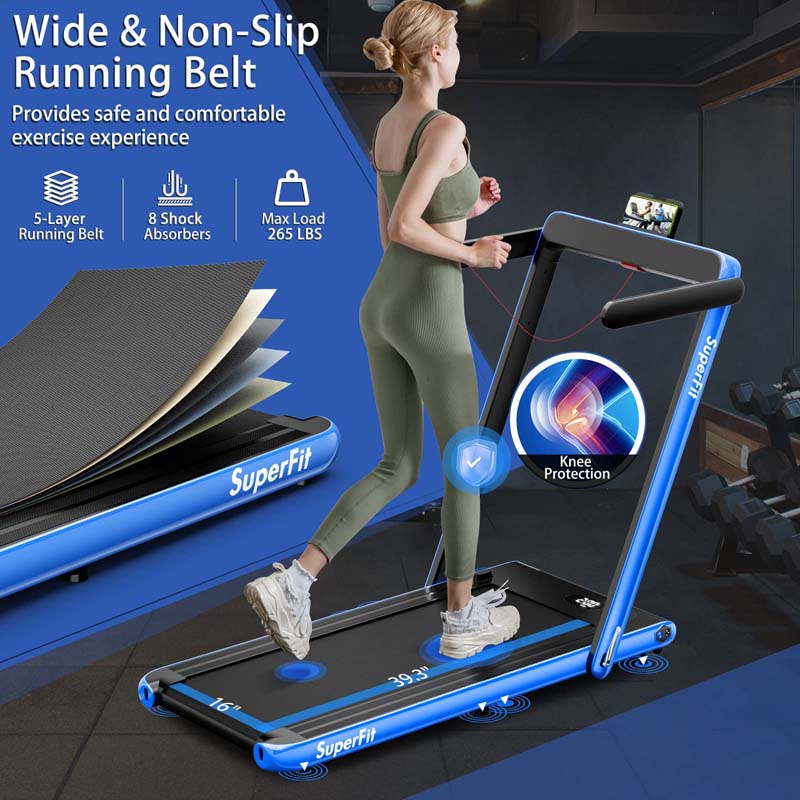 2.5HP 2-in-1 Folding Under Desk Treadmill with Speaker APP Remote Control, Portable Walking Jogging Machine for Home Gym Office