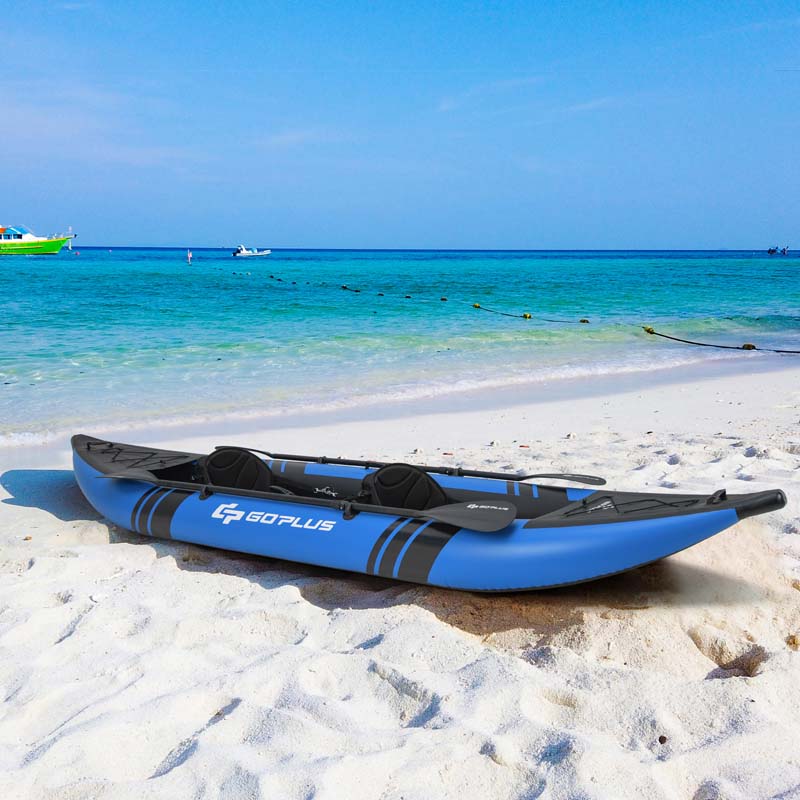 2-Person Inflatable Kayak Set with 2 Aluminium Oars & Repair Kit, 12.5Ft 507lbs Portable Fishing Touring Kayaks for Adults