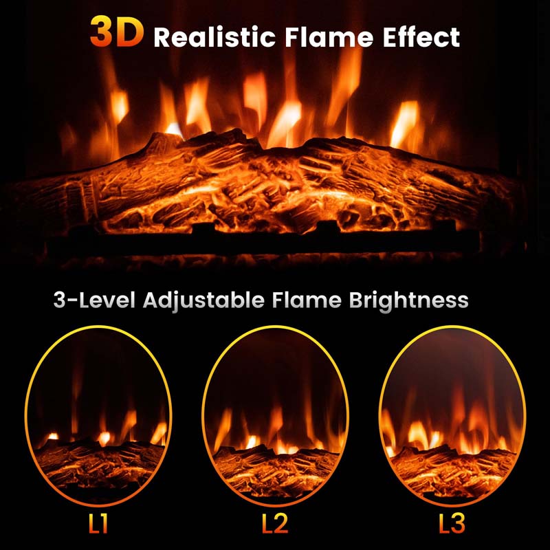 1400W Electric Fireplace Heater with Mantel, 32" Freestanding Fireplace Mantel w/ Remote Control, Thermostat & 6H Timer, Adjustable 3D Flame
