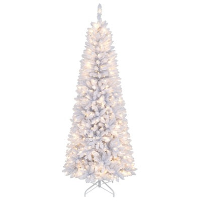 7 FT Pre-Lit Artificial Christmas Tree w/ 300 Warm White LED Lights, 8-Mode