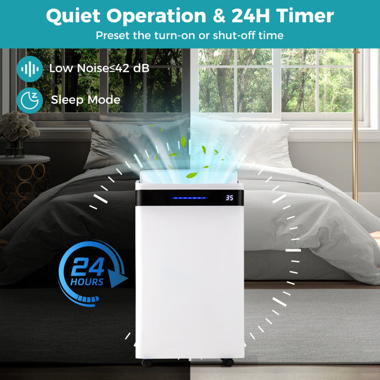 57 Pint Dehumidifier for Home & Basement, 4500 Sq. Ft Portable Dehumidifier with 12" Auto Drain Hose, 3-Color Indicator & Dry Clothes Mode