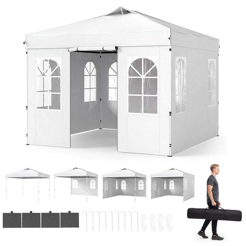 Pop Up Canopy Tent, Waterproof Outdoor Party Event Tent with Sidewalls, Center Lock & Sandbags Carry Bag, Portable Commercial Gazebo